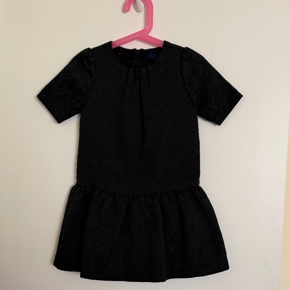 GAP Black Textured Short Sleeve Dress for Girls